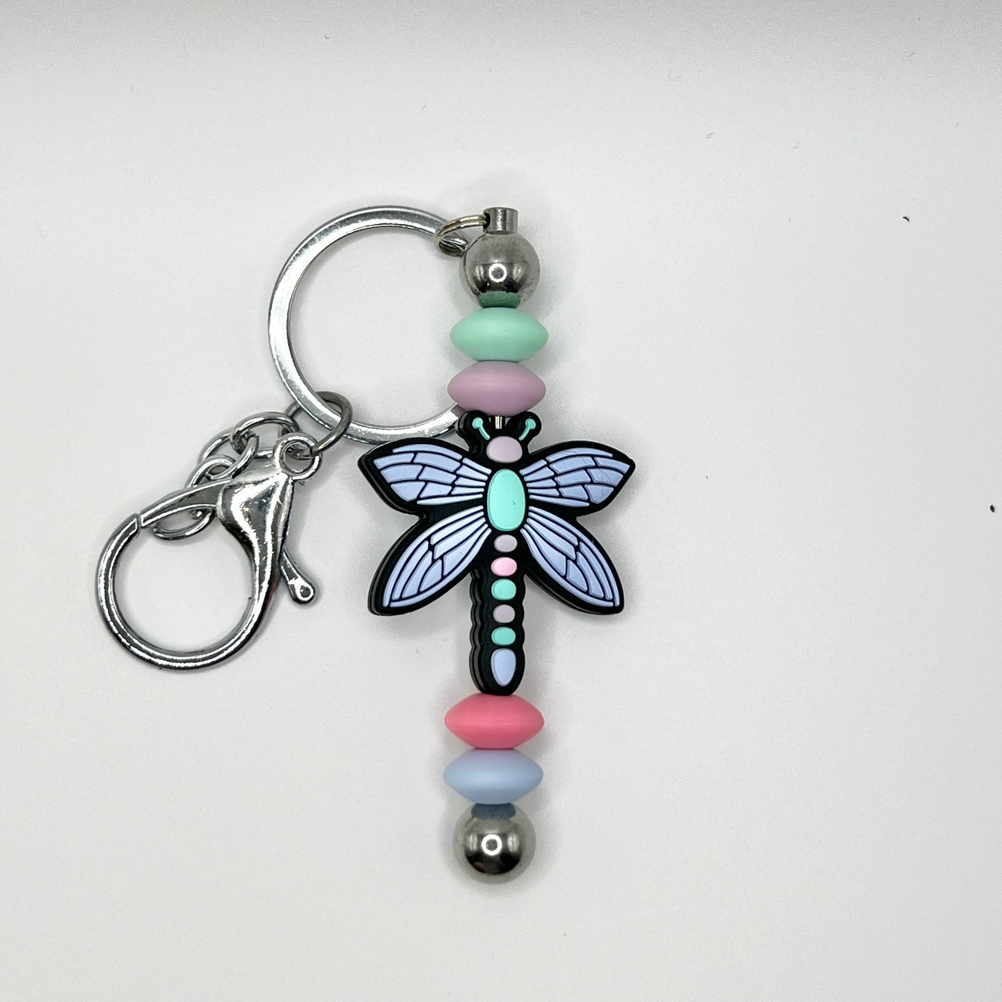 Pastel Dragonfly Silver Keychain Bar